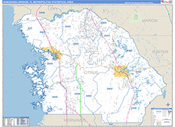 Homosassa Springs Metro Area Wall Map Basic Style 2026